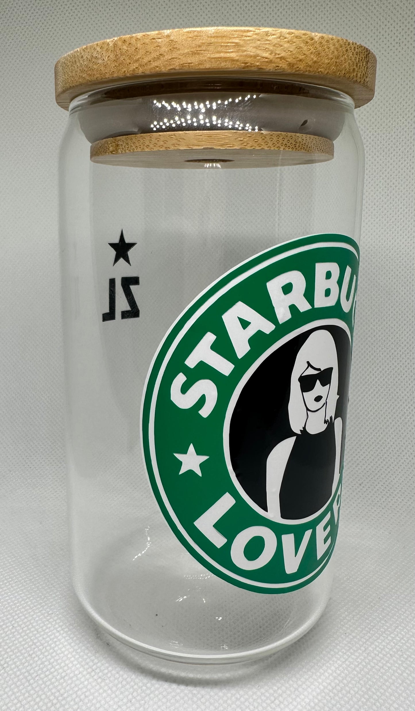 Starbucks Lovers (Swiftie) glass with bamboo lid and straw 16oz
