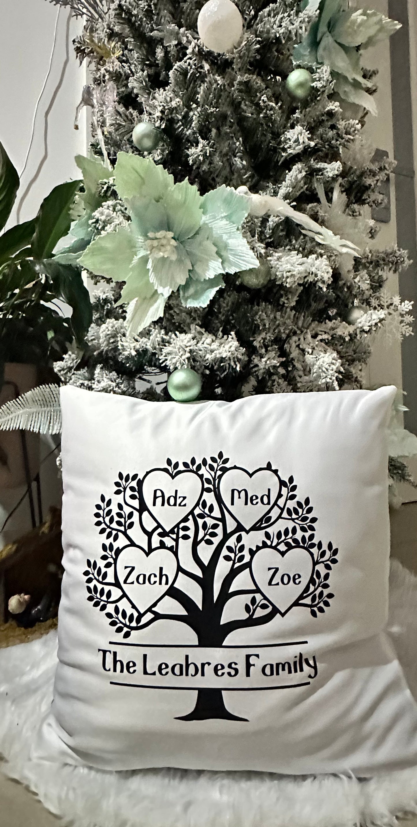 Personalised family tree cushion gift