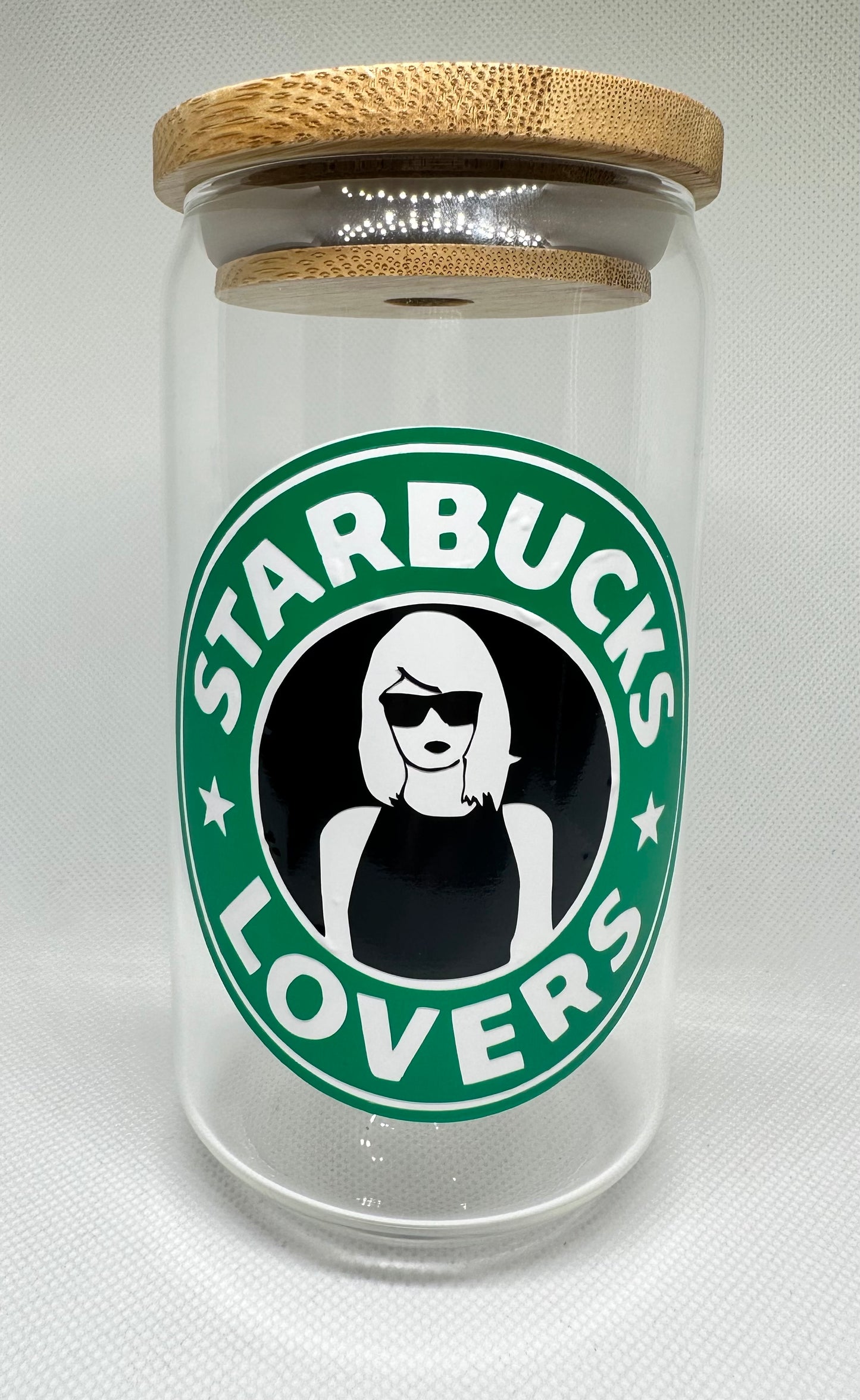 Starbucks Lovers (Swiftie) glass with bamboo lid and straw 16oz