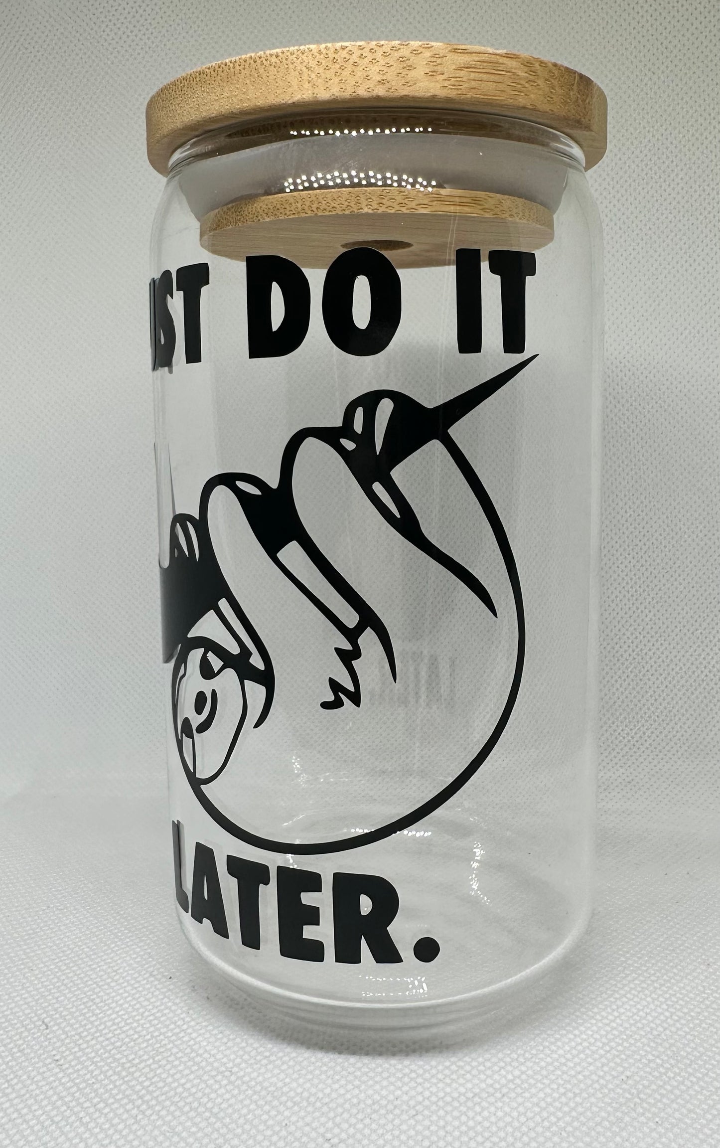 Just do it later glass with bamboo lid and straw