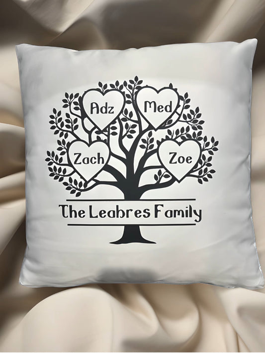 Personalised family tree cushion gift